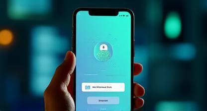 Mobile device showing secure banking application UI