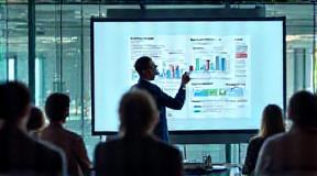 Consultant presenting IT roadmap to business audience